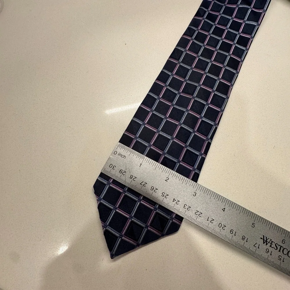 Michael Kors Tie Mens‎ Blue Pink Square Geometric 100% Silk Old Money Preppy